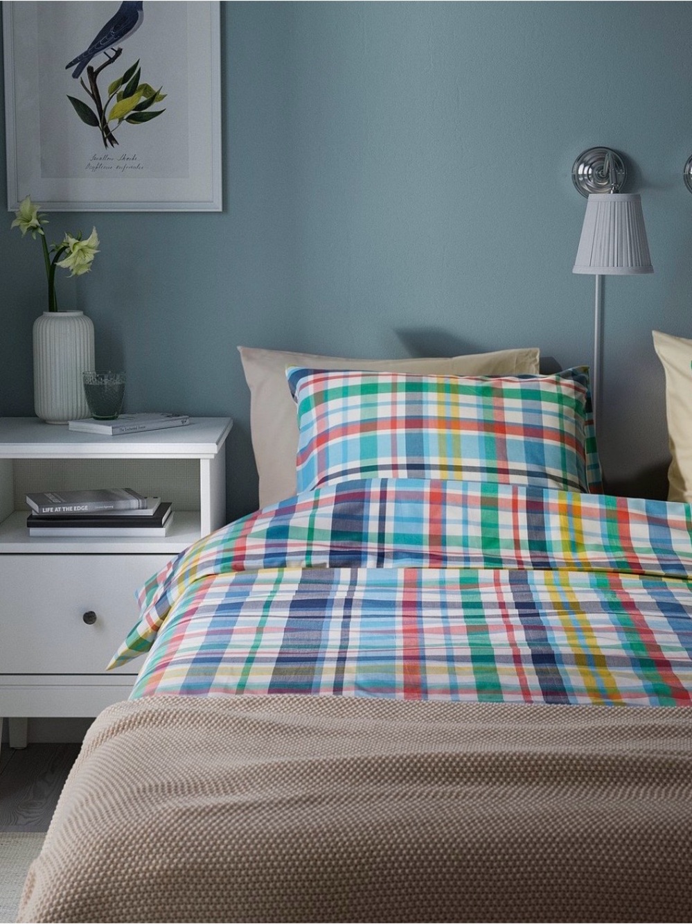 IKEA HÖSTGENTIANA King Multicolor Plaid Duvet Cover & Pillowcases